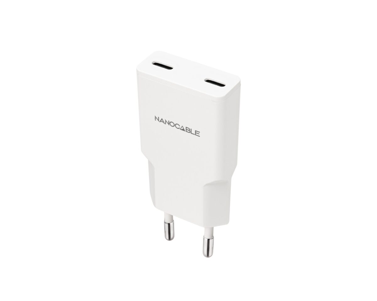 Alternative view of Cargador Nanocable 2xUSB-C PD 25W Blanco (10.10.2026)