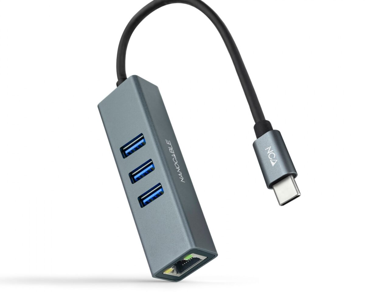 Alternative view of Adaptador Nanocable USB-C a 3xUSB-A/RJ45 (10.03.0408)