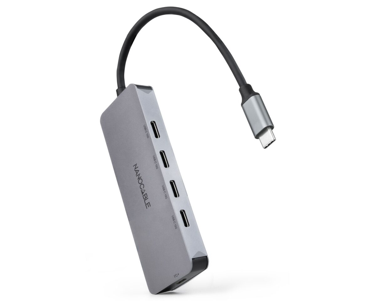 Alternative view of Hub Nanocable USB-C a 4xUSB-C DP 100W Gris (10.16.4505)