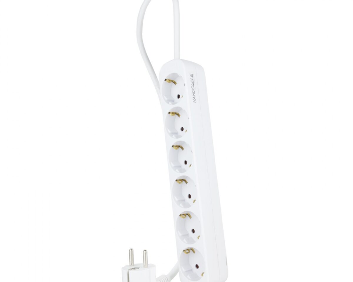 Alternative view of Regleta Nanocable 6xSchuko 1.4m Blanca (10.37.0006-NS)