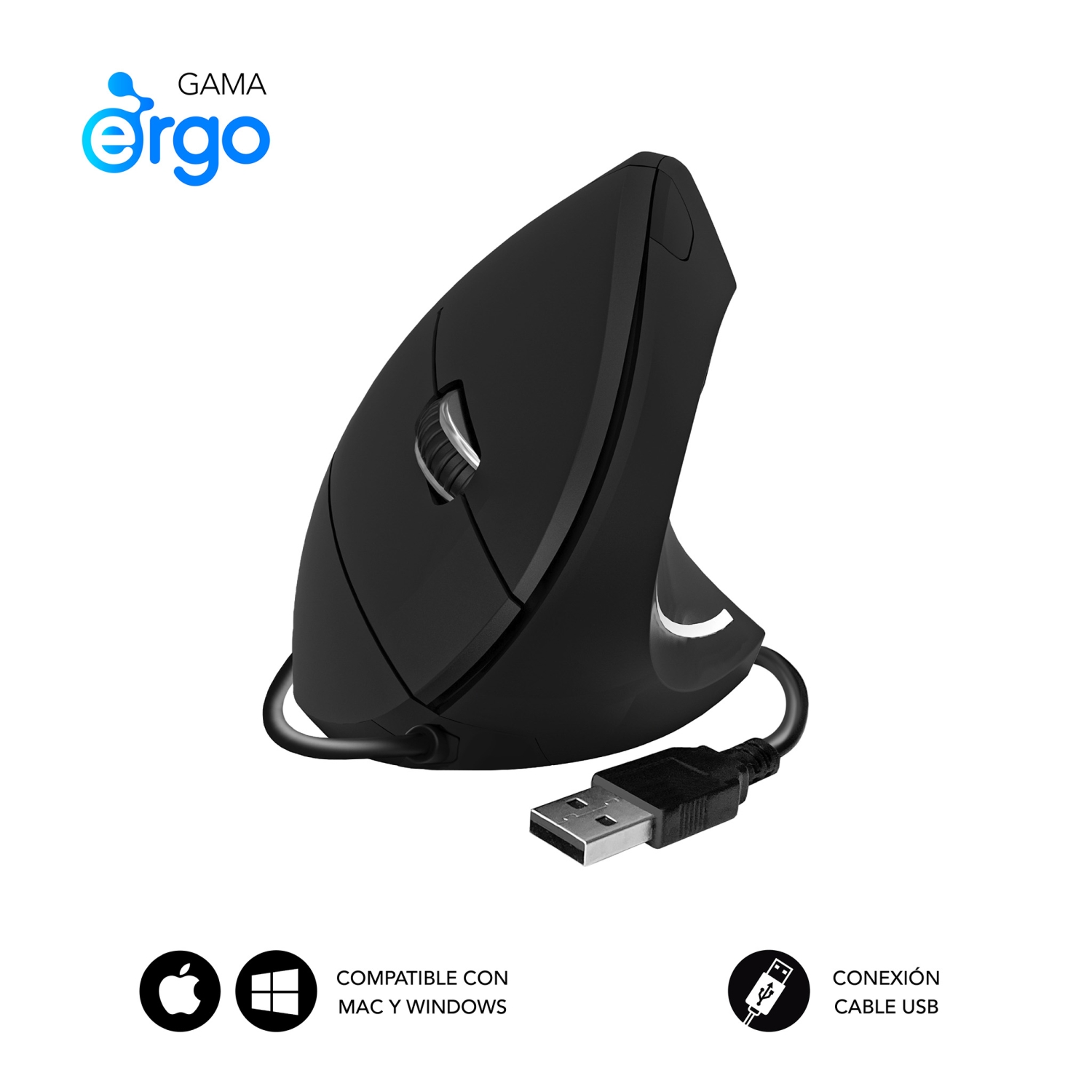 Ratón Vertical SUBBLIM USB-A Negro (SUBMO-EDGVU01) - Imagen 2