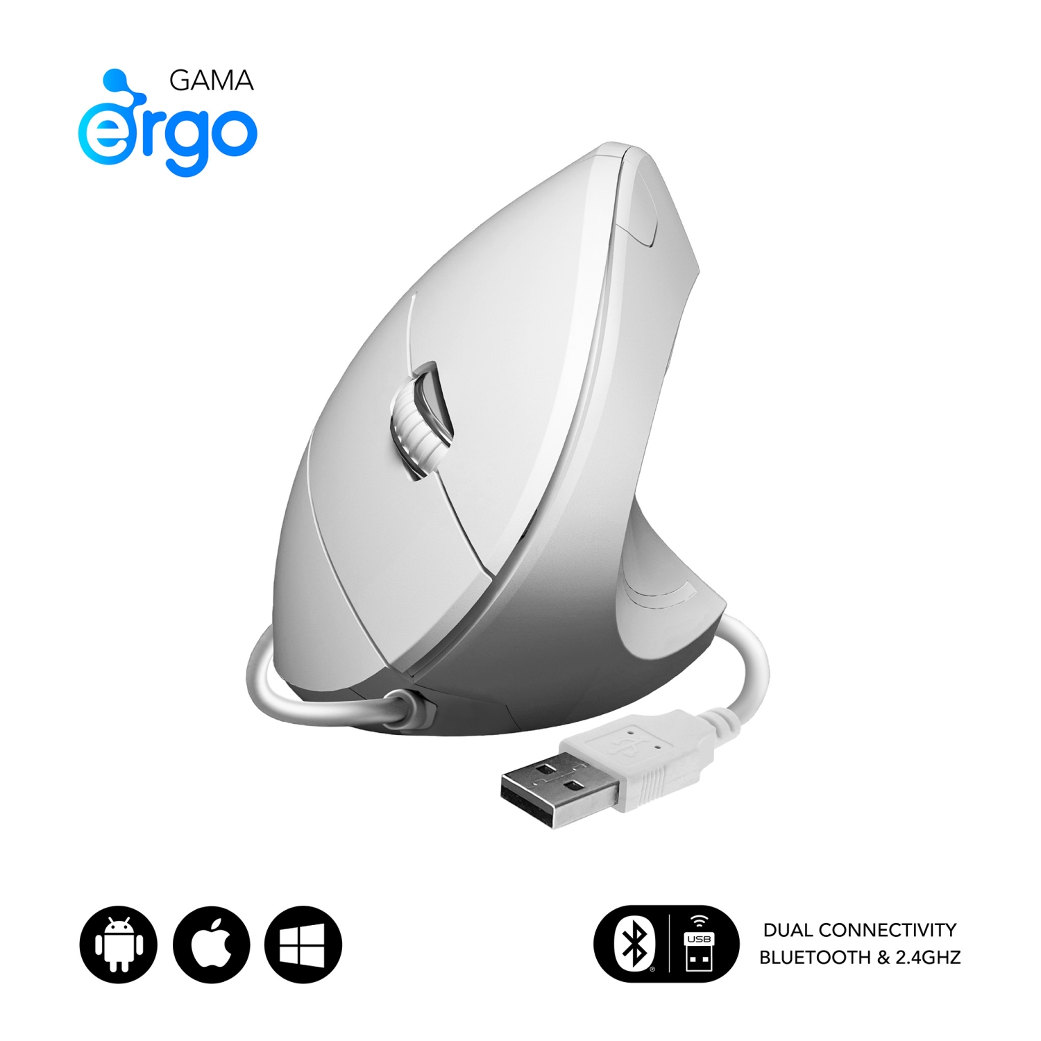 Ratón Vertical SUBBLIM USB-A Blanco (SUBMO-EDGVU02) - Imagen 2