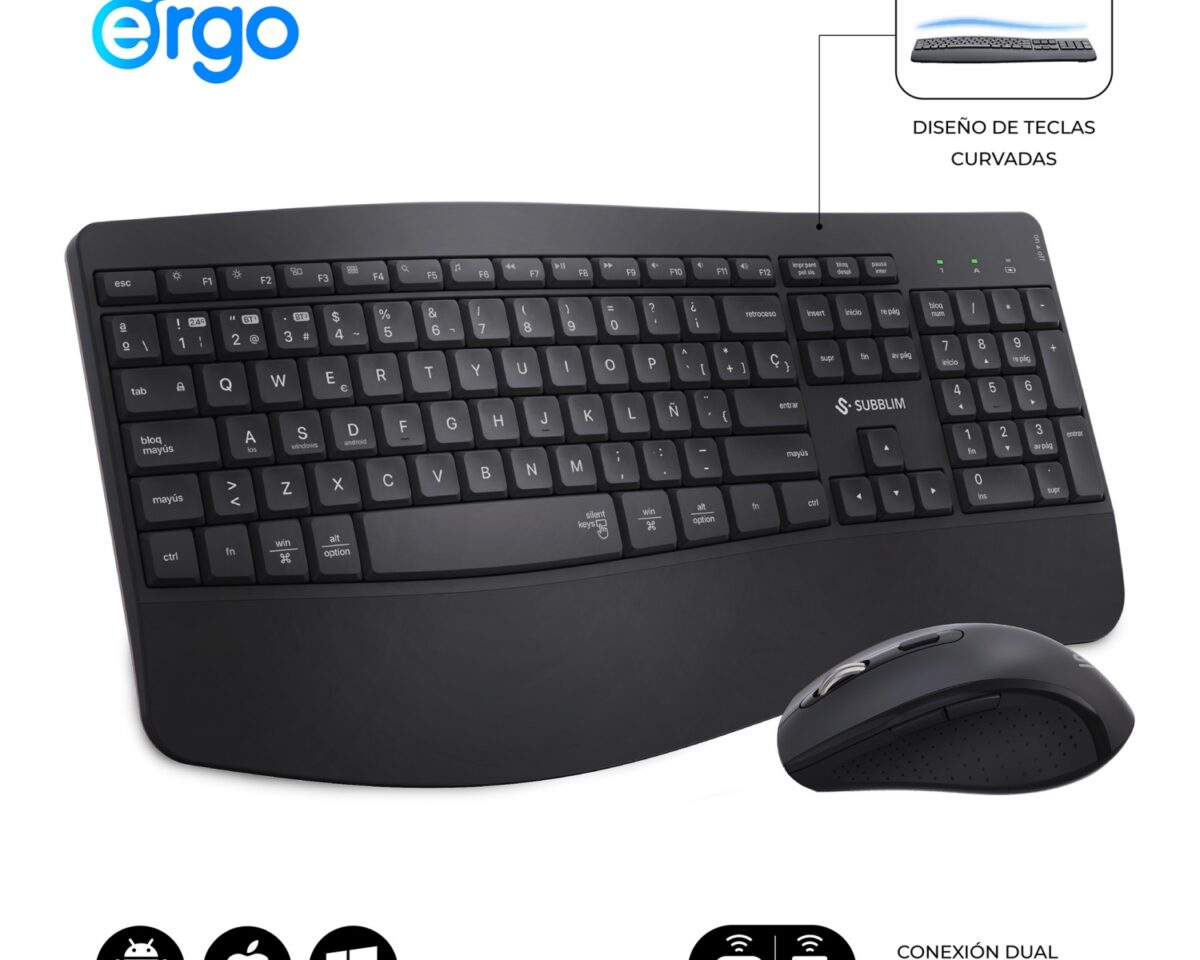 Alternative view of Teclado+Ratón SUBBLIM RF BT Negro (SUBKBC-DCOPW2)