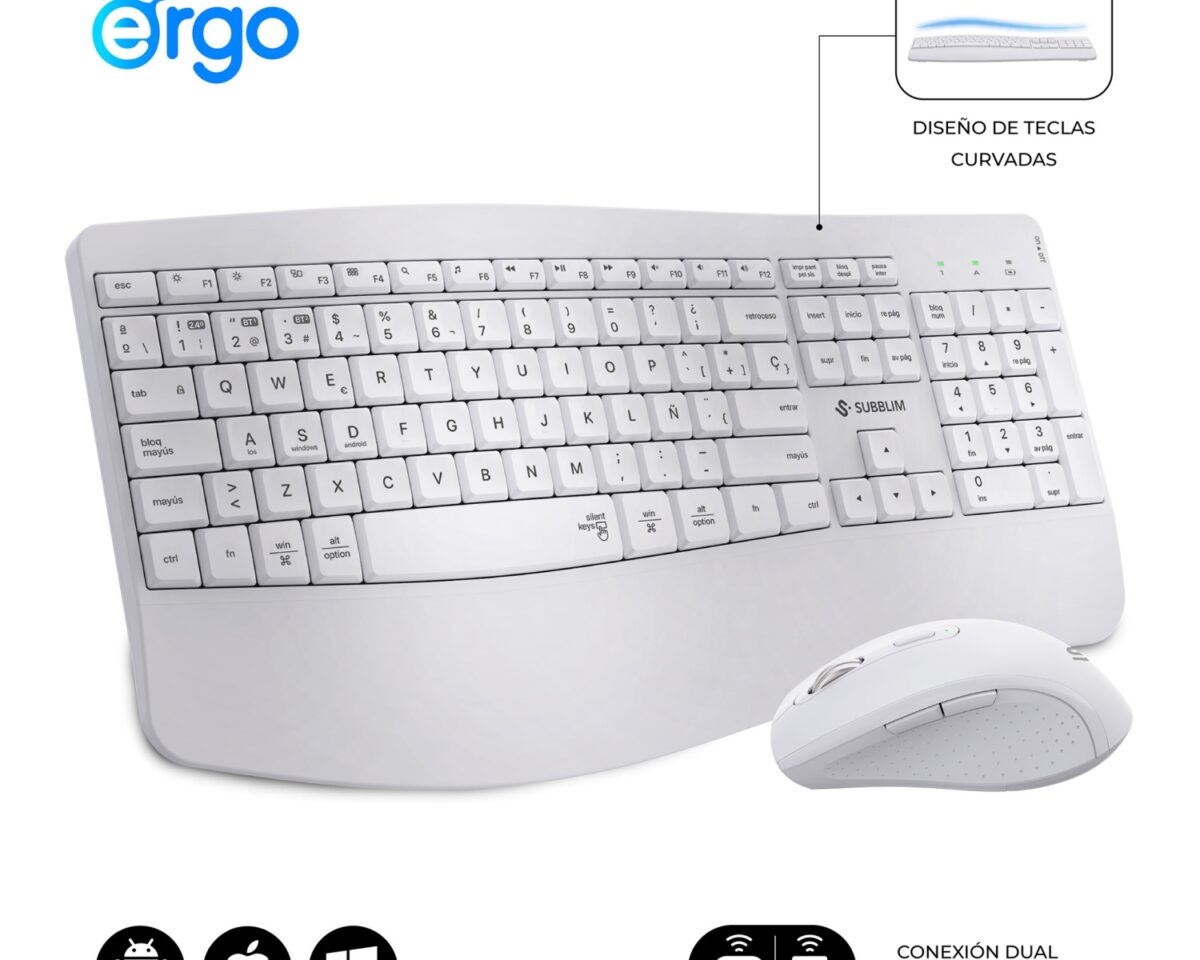 Alternative view of Teclado+Ratón SUBBLIM RF BT Blanco (SUBKBC-DCOPW1)