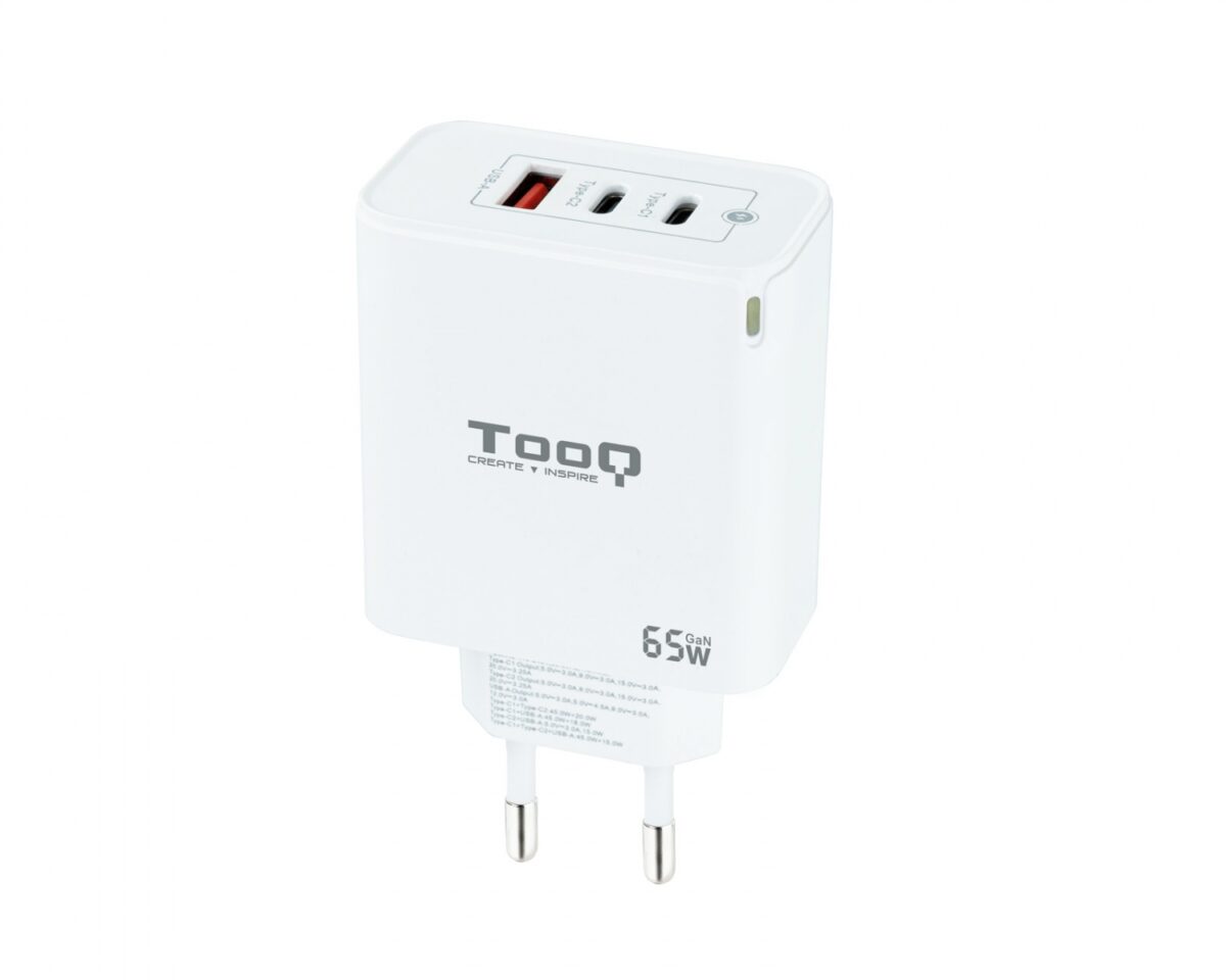 Alternative view of Cargador de Pared TooQ 65W USB-A/C (TQWC-GANQC2PD65WT)