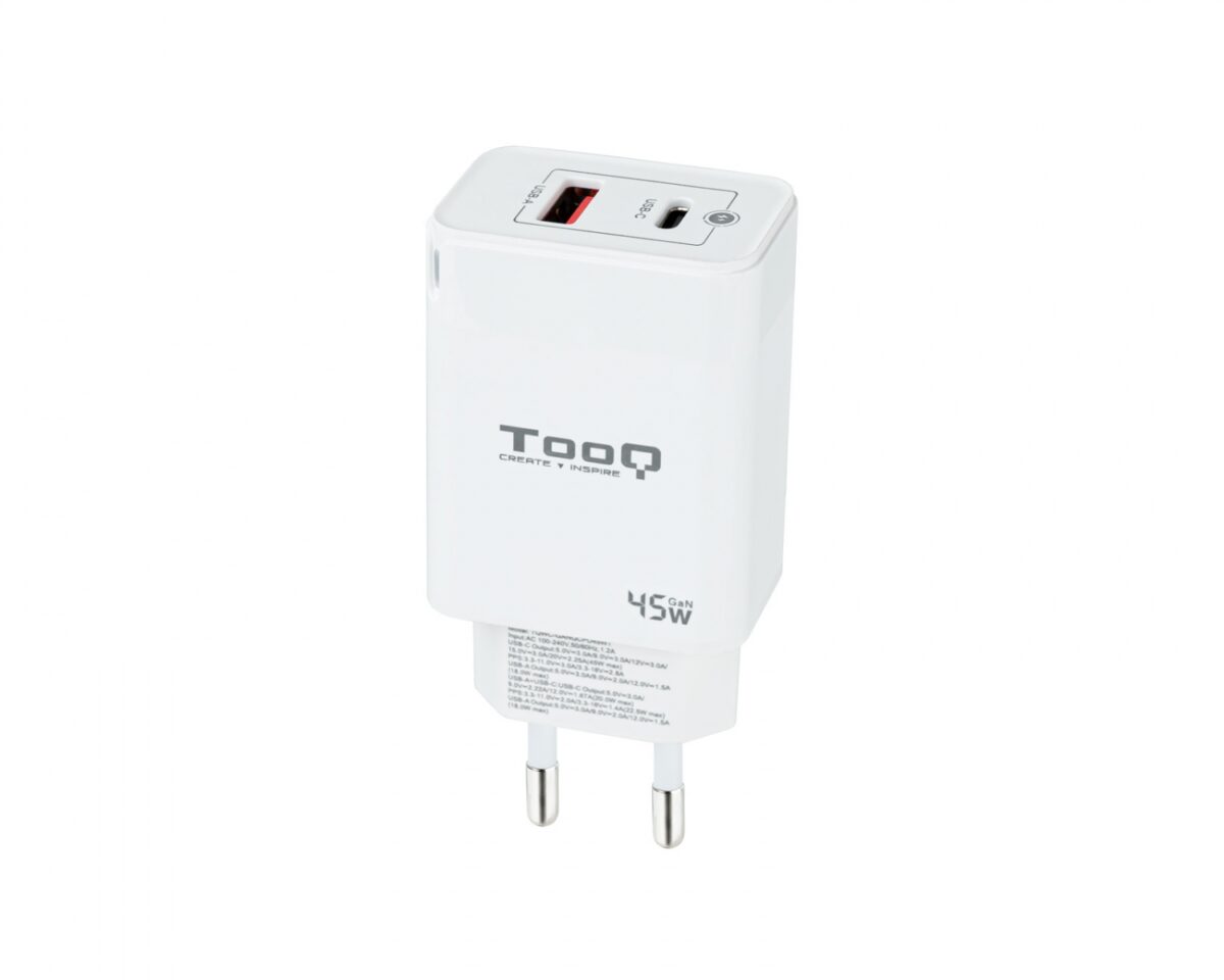 Alternative view of Cargador de Pared TooQ 45W USB-A/C (TQWC-GANQCPD45WT)