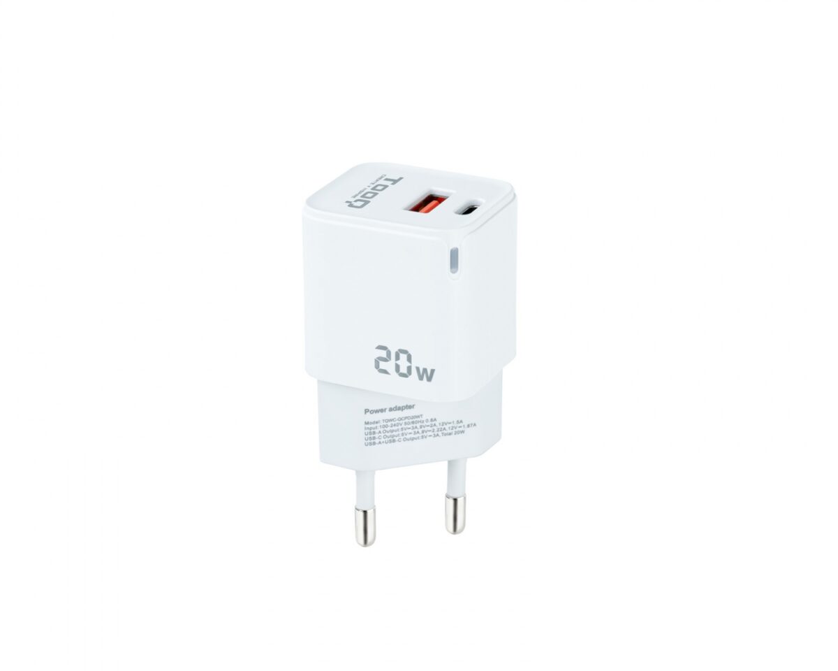 Alternative view of Cargador Pared TOOQ 20W USB-A/C Blanco (TQWC-QCPD20WT)