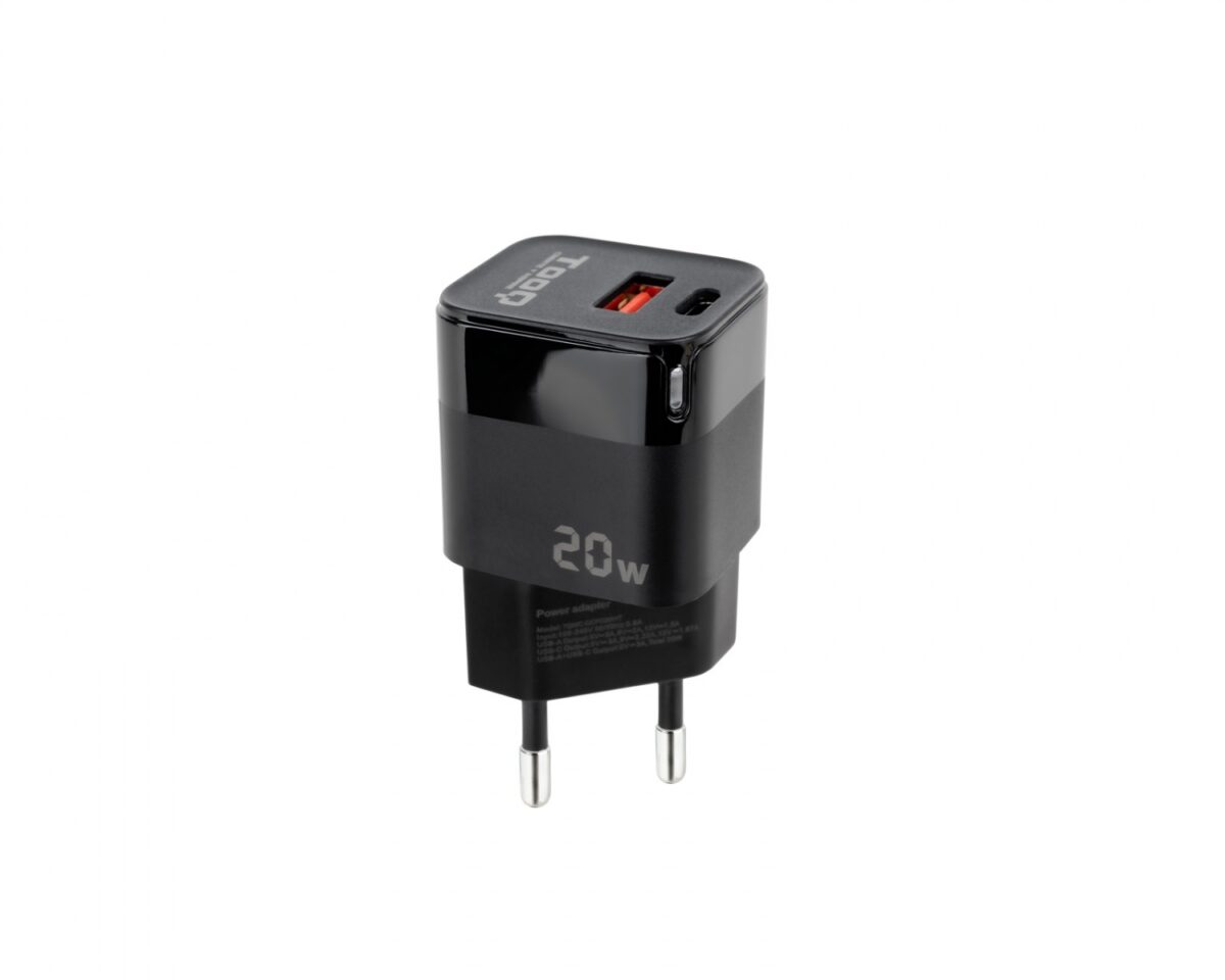Alternative view of Cargador Pared TooQ 20W 1USB 1USB-C Negro (TQWC-QCPD20)