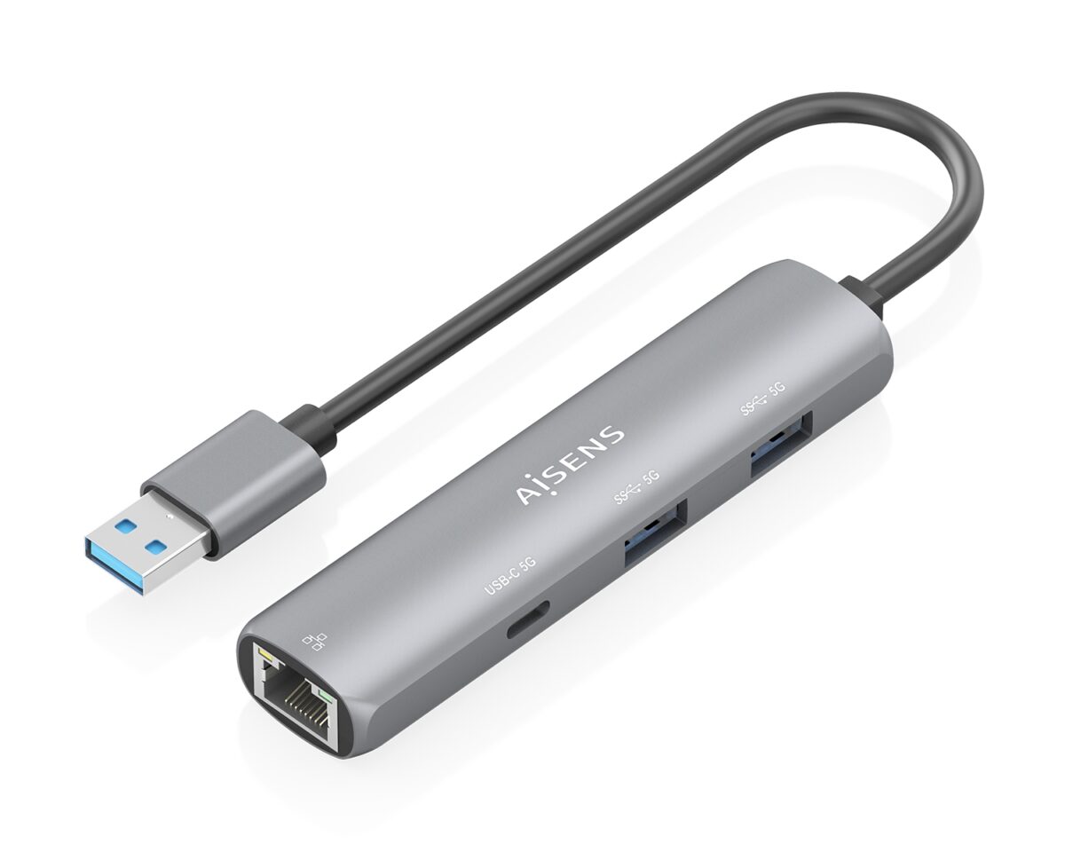 Alternative view of Hub AISENS USB-A a 2USB-A/1USB-C/1RJ45 (ASUC-4P035-GR)