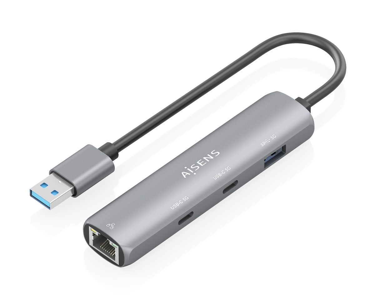 Alternative view of Hub AISENS USB-A a 1USB-A/2USB-C/1RJ45 (ASUC-4P036-GR)