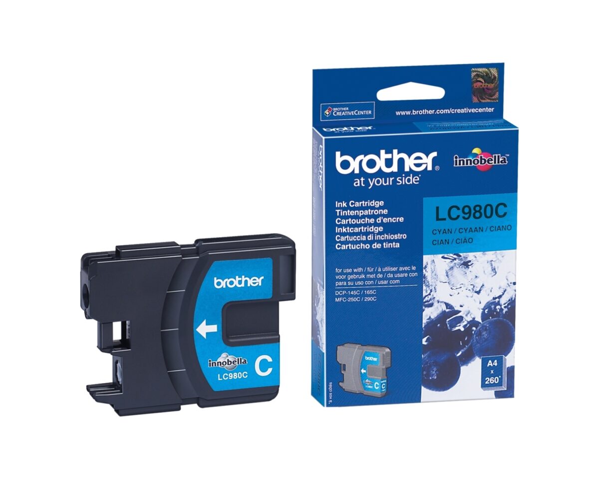 Alternative view of Tinta BROTHER Cian 260 páginas (LC980C)