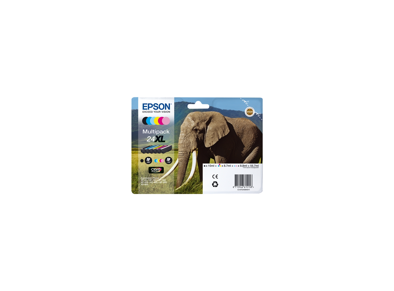Tinta Epson 24XL T2438 Pack 6 Colores (C13T24384011) - Imagen 2