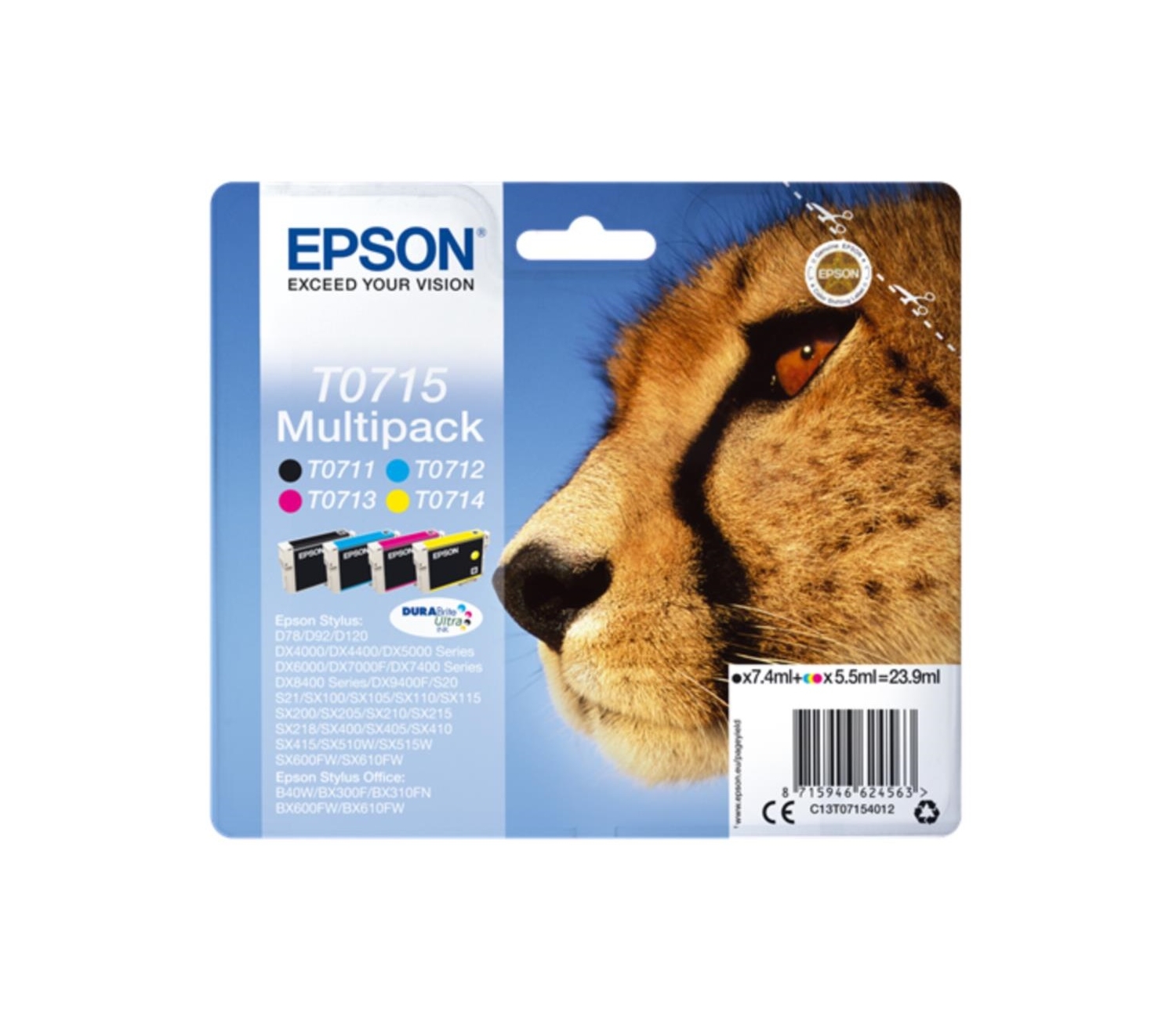 Tinta Epson T0715 Pack Negro/Tricolor (C13T07154012) - Imagen 2