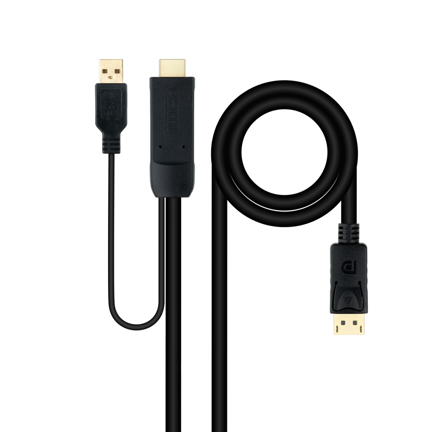 Nanocable USB-A/HDMI/M a DP/M 1.8m Negro (10.15.4352) - Imagen 2