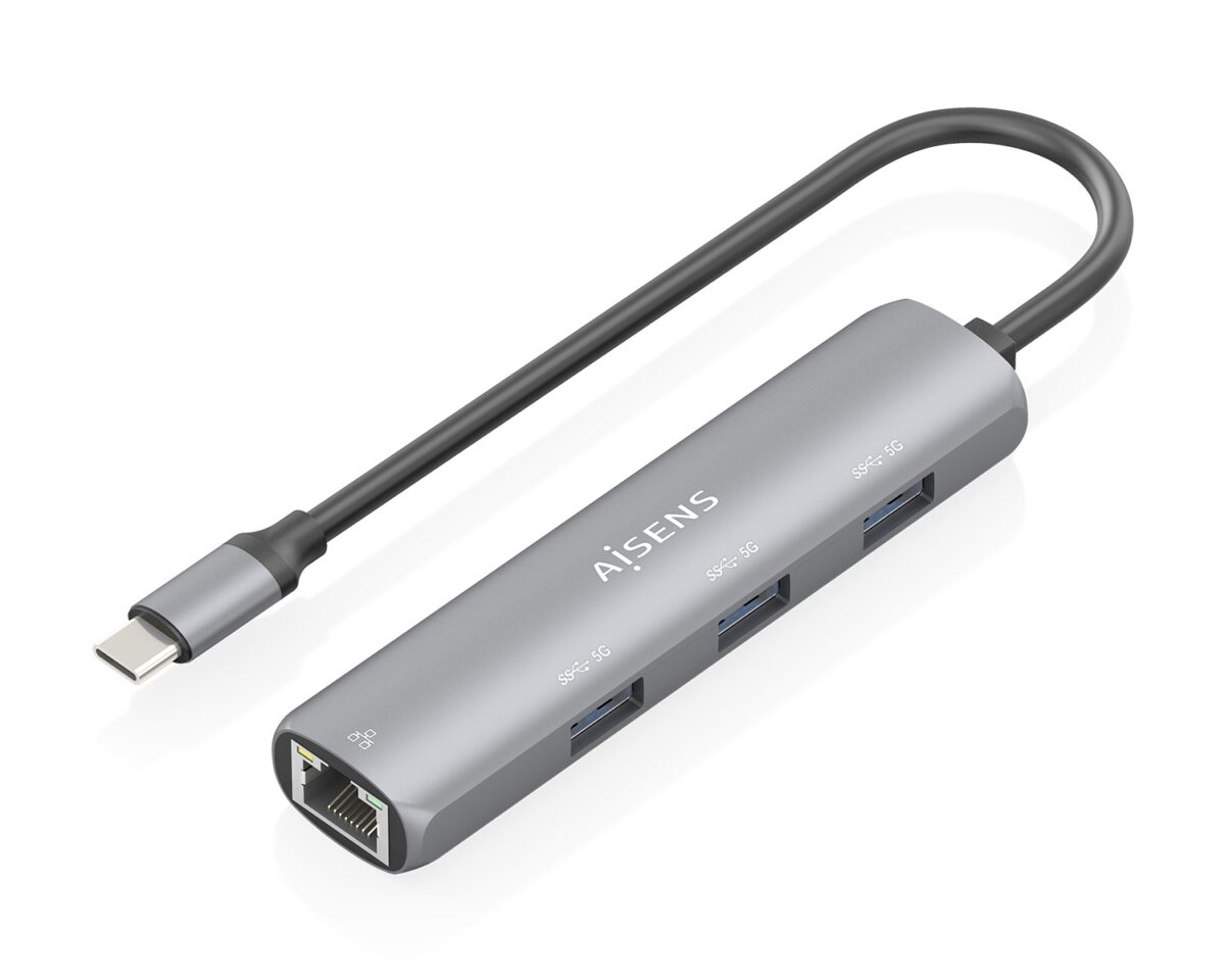 Alternative view of Dock AISENS USB-C a 3xUSB-A/1xRJ45 Gris (ASUC-4P038-GR)