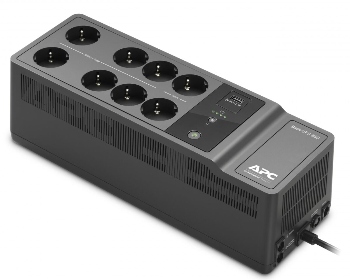 Alternative view of S.A.I. APC 650VA 400W 8xSchuko USB Negra (BE650G2-GR)