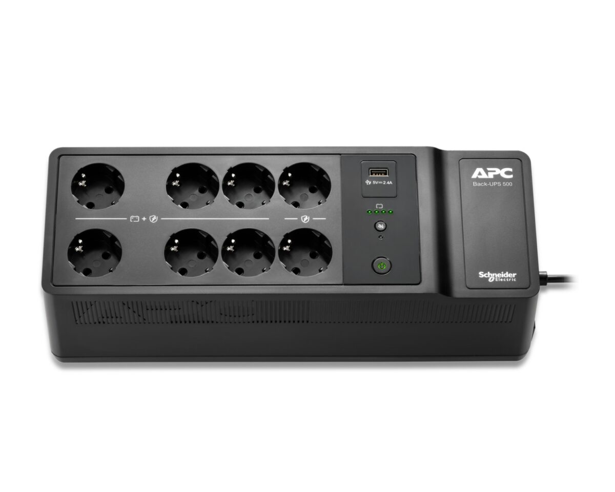 Alternative view of S.A.I. APC 500VA 300W 8xSchuko USB Negra (BE500G2-GR)
