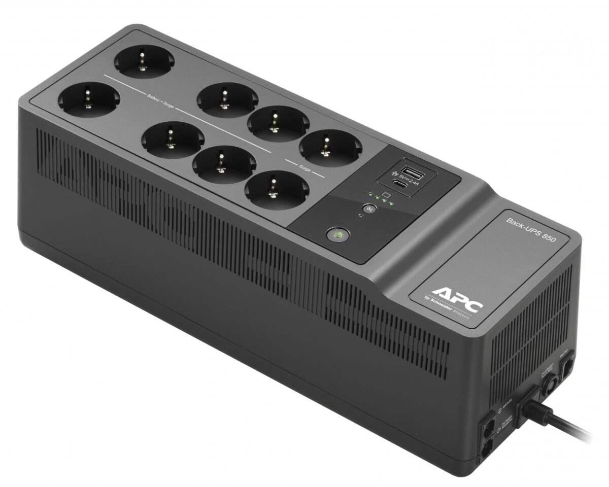 Alternative view of S.A.I. APC 850VA 520W 8xSchuko USB Negra (BE850G2-GR)