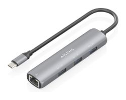 Dock AISENS USB-C a 3xUSB-A/1xRJ45 Gris (ASUC-4P038-GR)