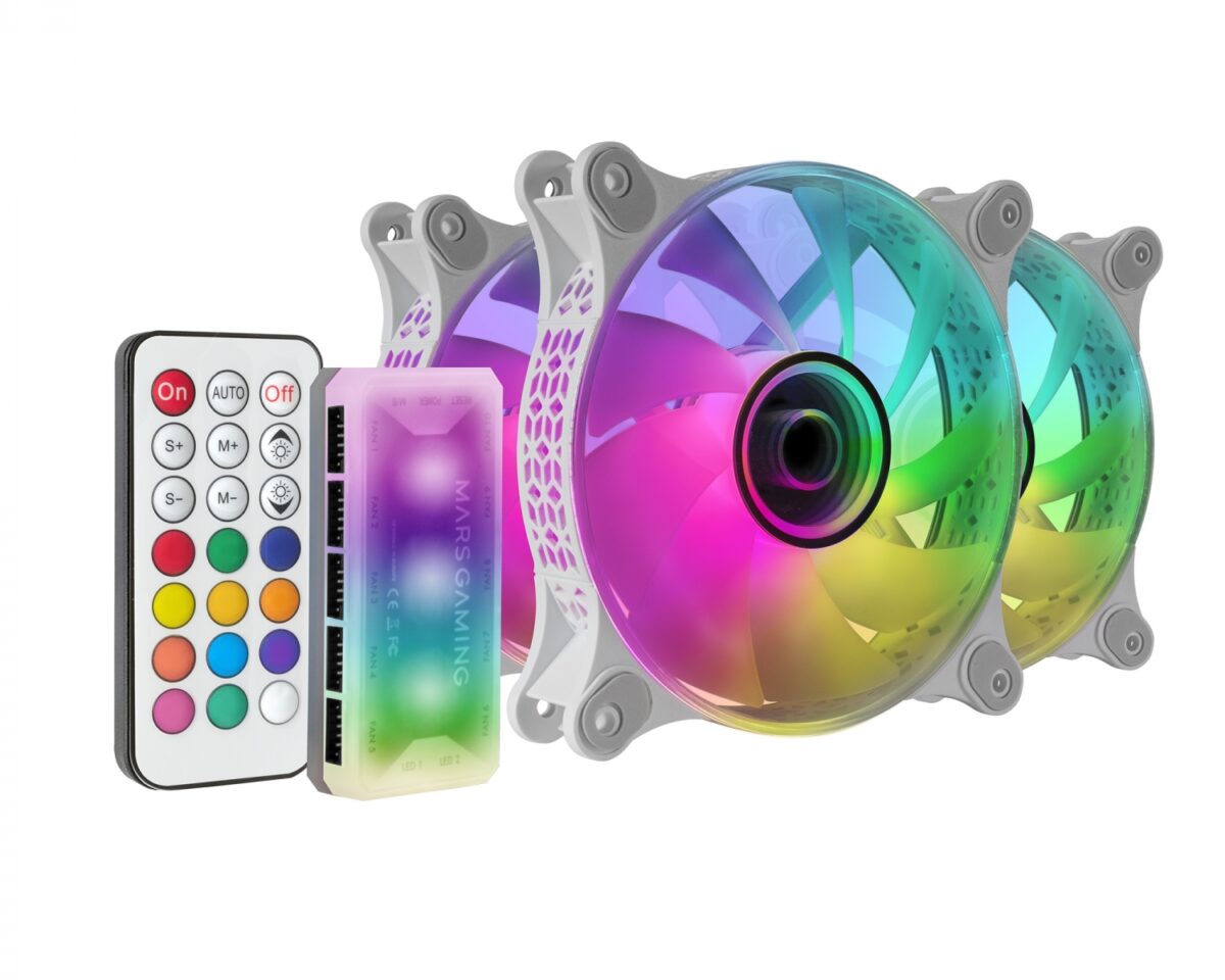 Alternative view of Ventilador Mars Gaming 120mm ARGB Kit3 Blanco(MF3DKITW)