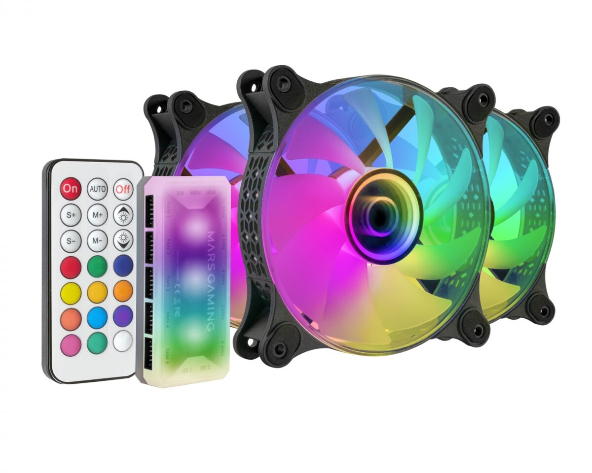 Alternative view of Ventilador Mars Gaming 120mm ARGB Kit 3 Negro (MF3DKIT)
