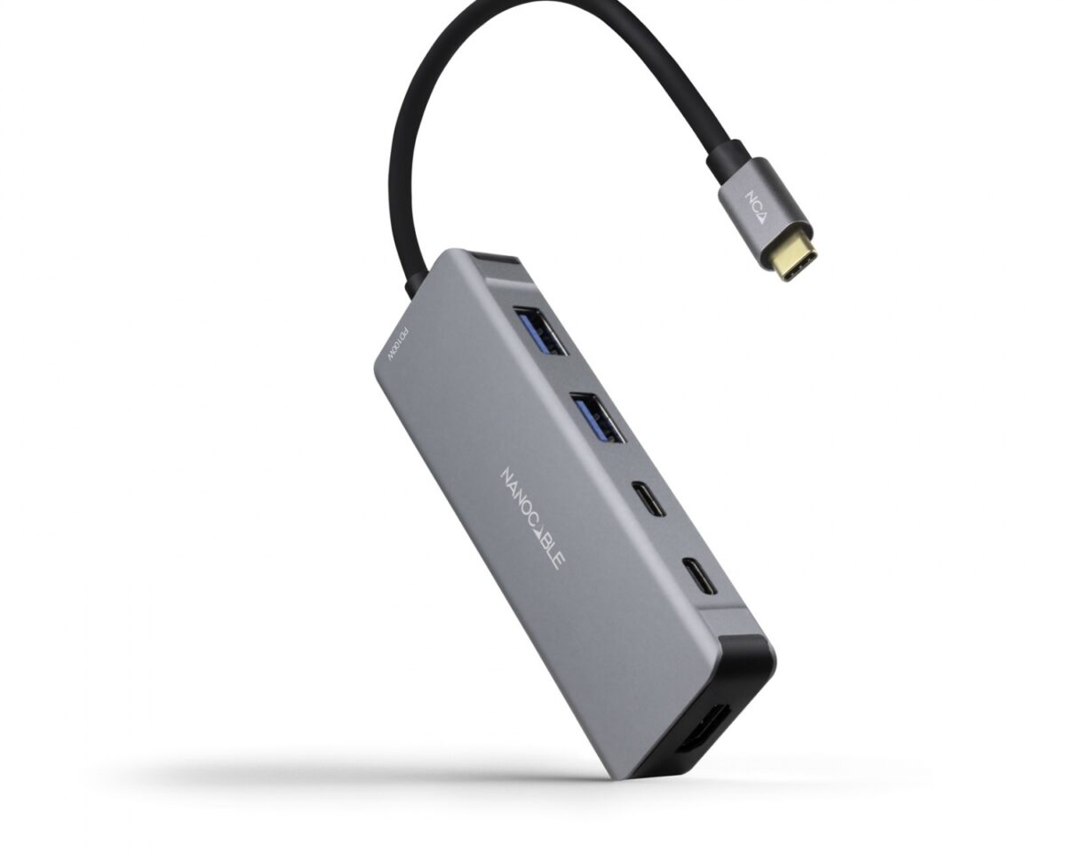 Alternative view of Dock Nanocable USB-C a 2xUSB/HDMI/PD Gris (10.16.1006)