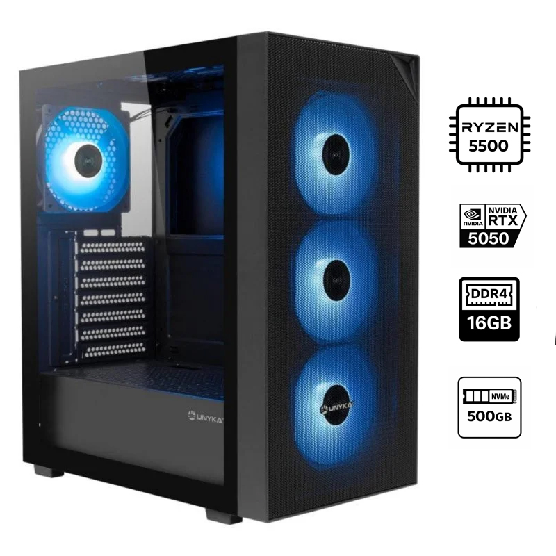 PcCustom Gamer Ryzen 5 5500 Ram 16Gb nvme 500GB RTX5050 Windows 11