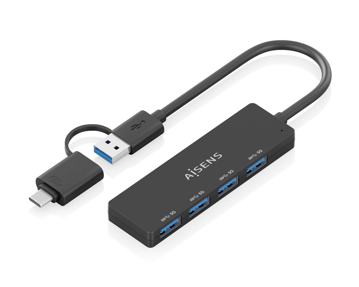 Alternative view of Hub AISENS USB-A + Adap USB-C a 4xUSB-A 3.0 (A109-0987)