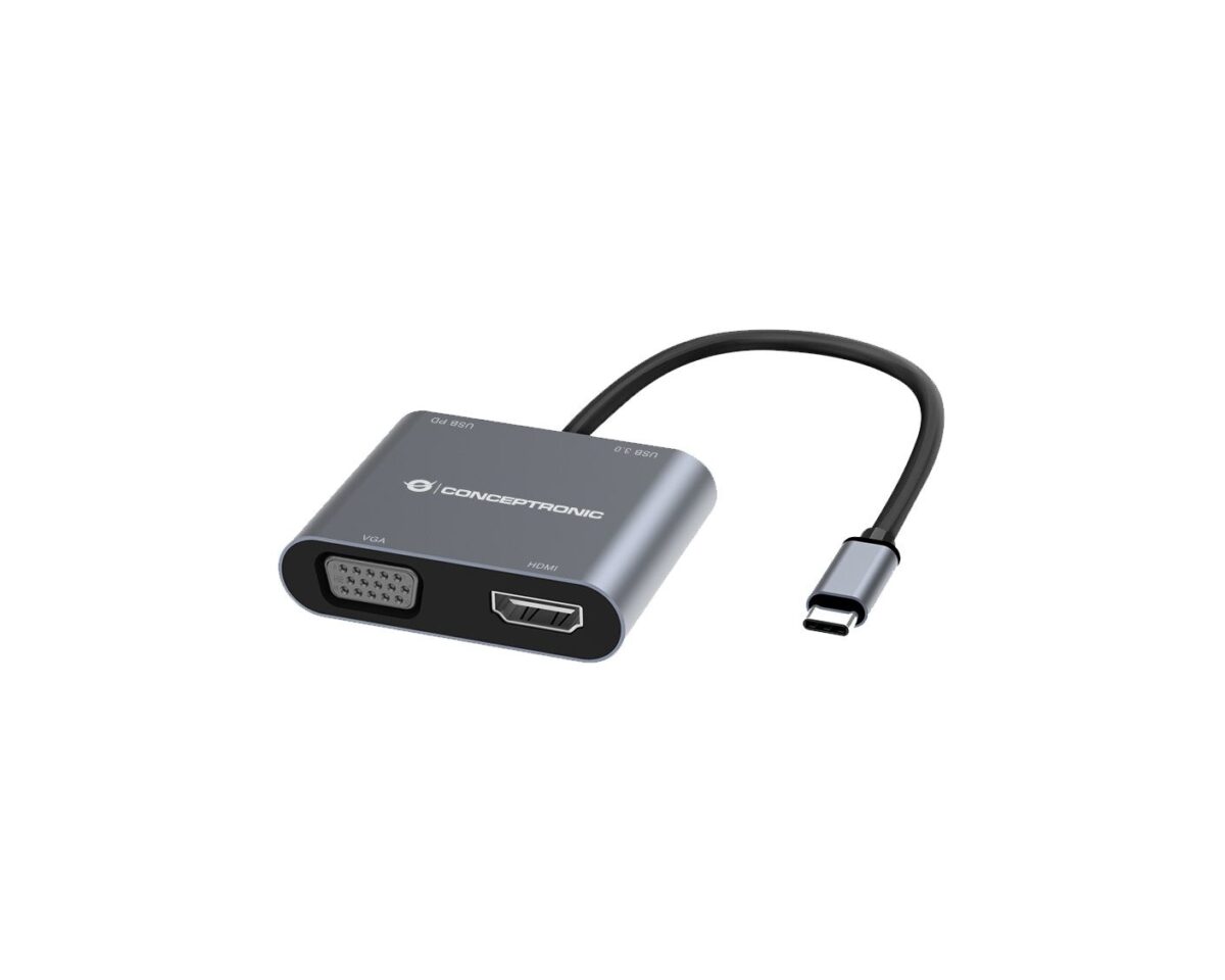 Alternative view of Adaptador CONCEPTRONIC 4 en 1 USB-C 3.0 Gris (DONN16G)