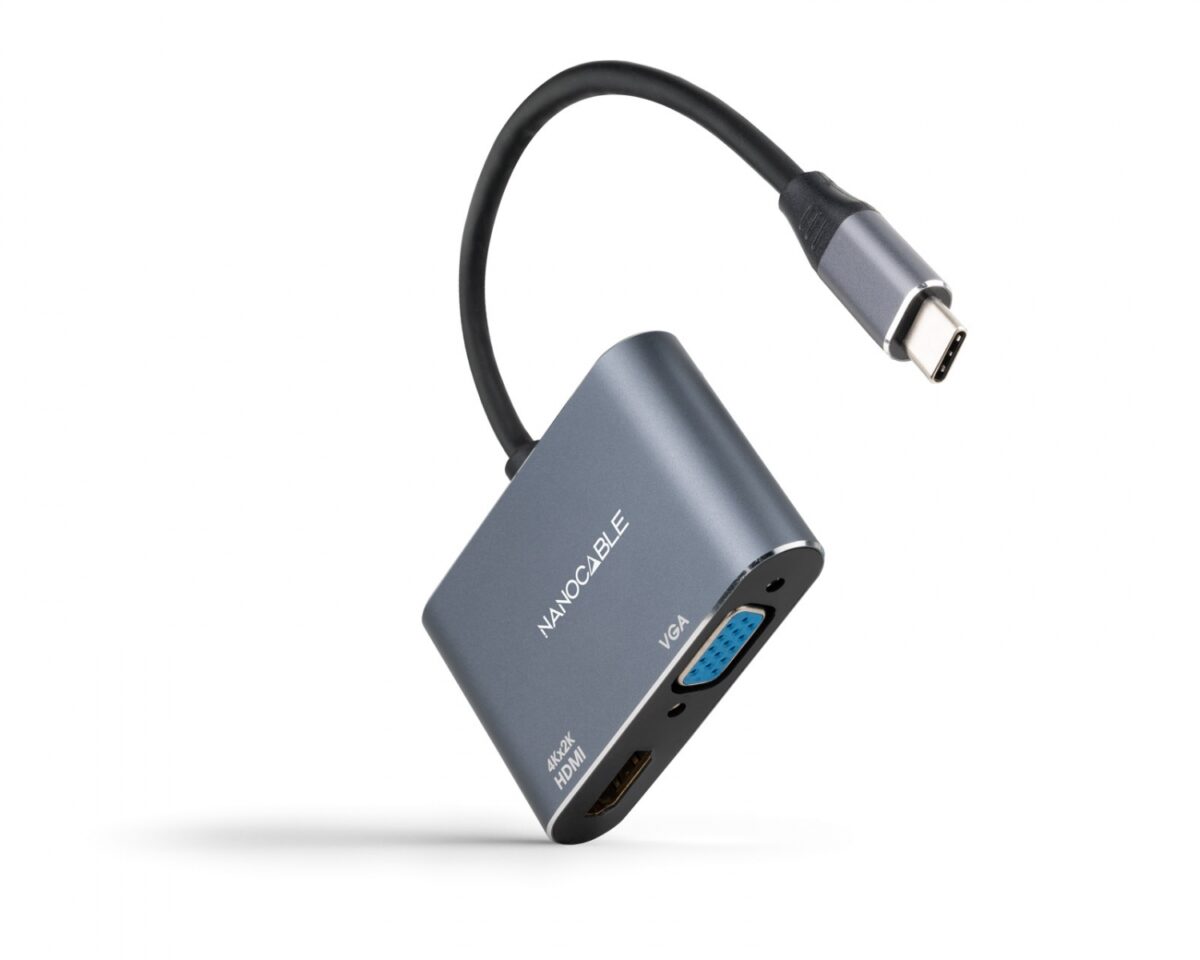 Alternative view of Adaptador Nanocable USB-C/M-HDMI/VGA Gris (10.16.4303)
