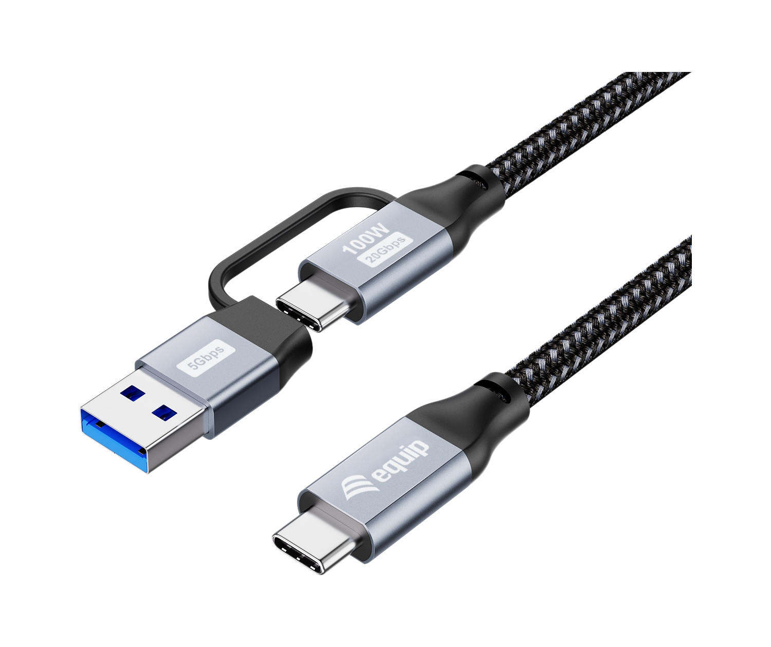 Cable EQUIP USB-C a USB-C + Adap USB-A 100W 2m (128432) - Imagen 2