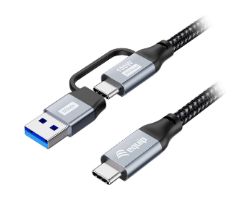 Cable EQUIP USB-C a USB-C + Adap USB-A 100W 2m (128432)