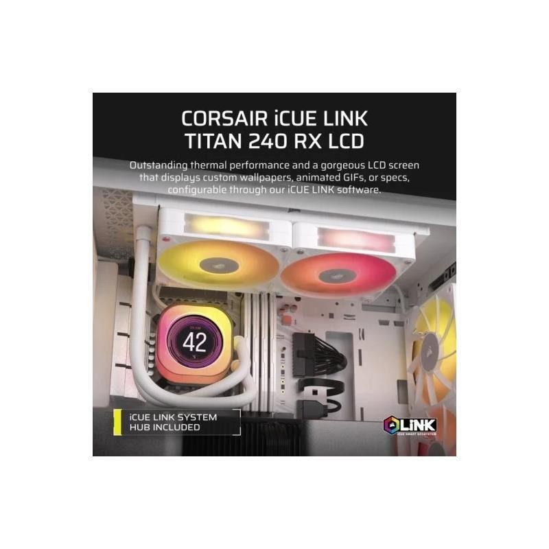 Alternative view of REFRIGERACION LIQUIDA CPU CORSAIR ICUELINK TITAN 240 RX 240MM RGB LCD WHITE
