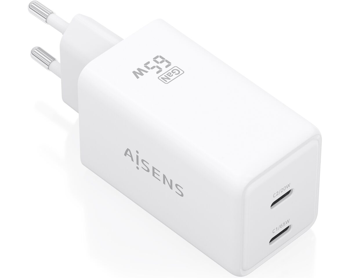 Alternative view of Cargador Pared AISENS GaN 65W 2xUSB-C (ASCH-65W2P078-W)