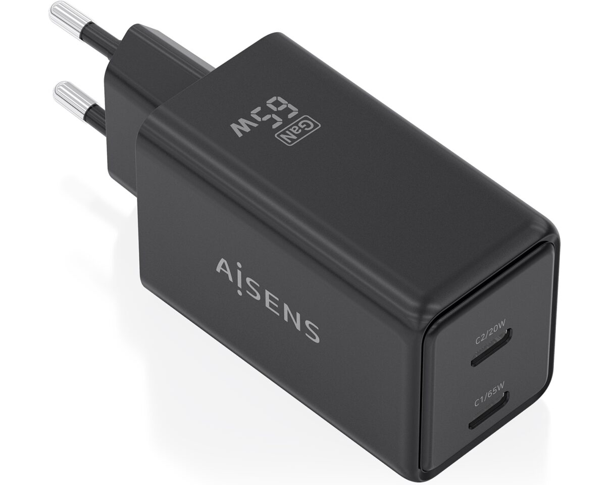 Alternative view of Cargador Pared AISENS GaN 65W 2USB-C (ASCH-65W2P079-BK)