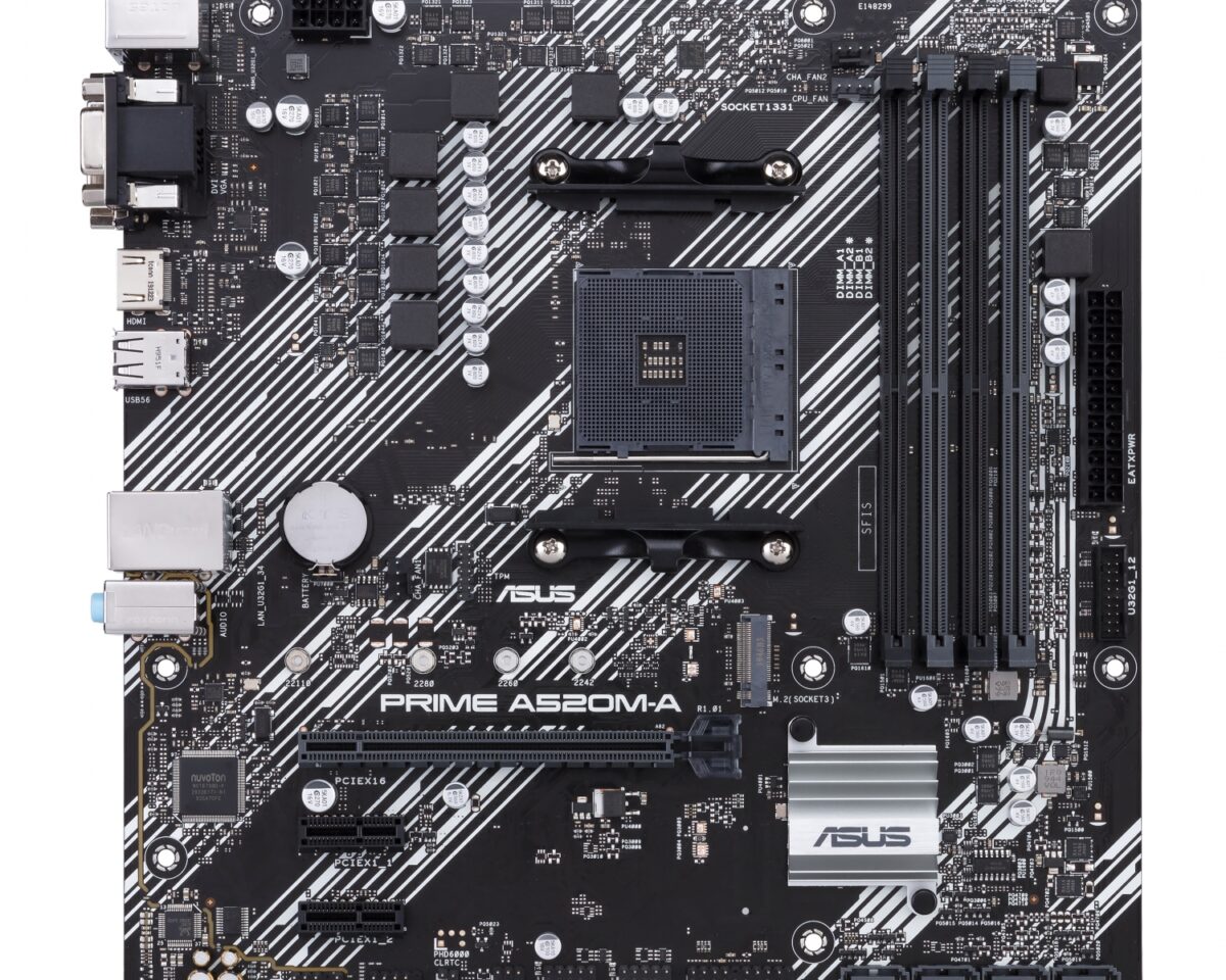 Alternative view of ASUS PRIME A520M-A II/CSM: (AM4) 4DDR4 VGA HDMI mATX