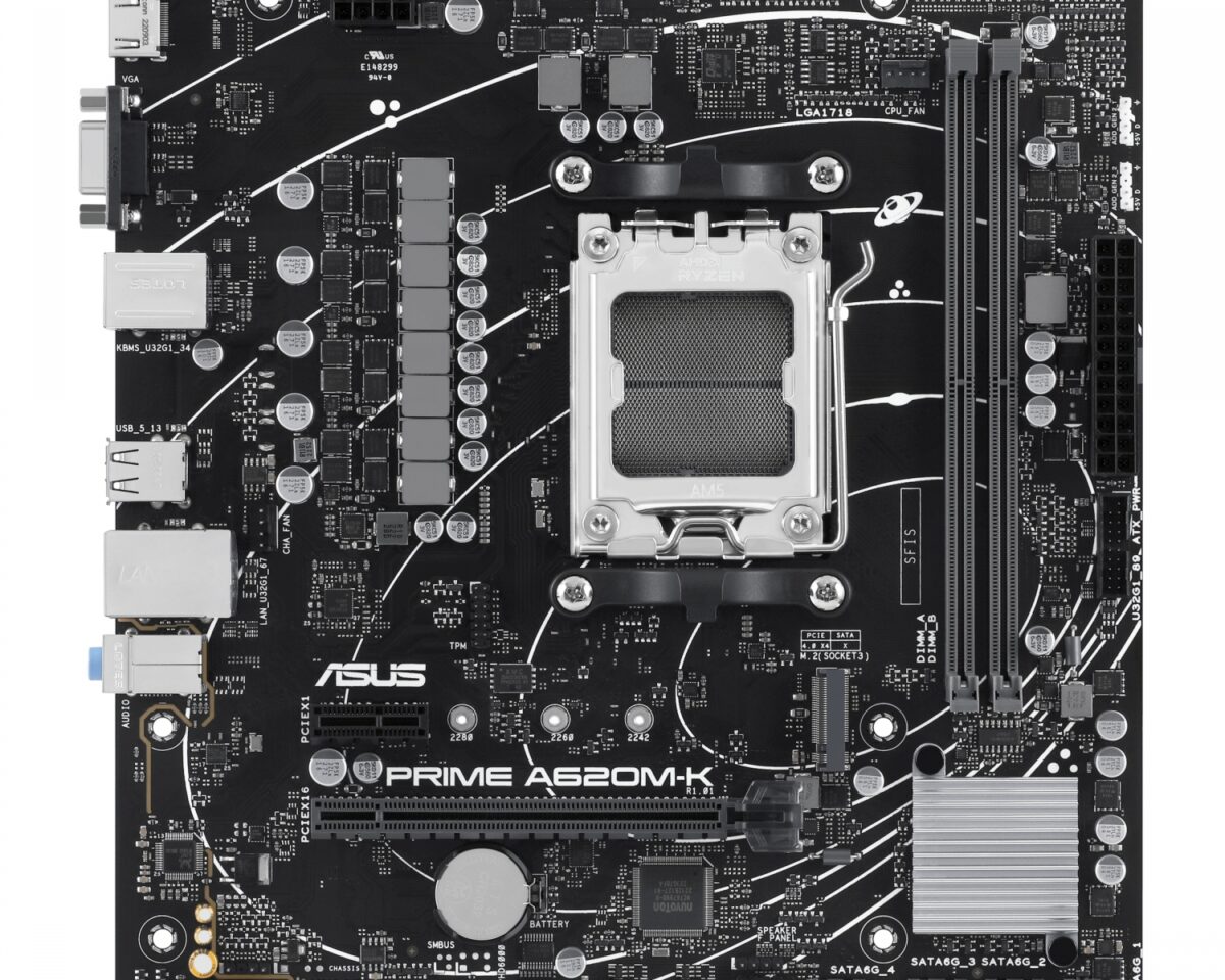 Alternative view of ASUS PRIME A620M-K: (AM5) 2DDR5 VGA HDMI RJ45 mATX