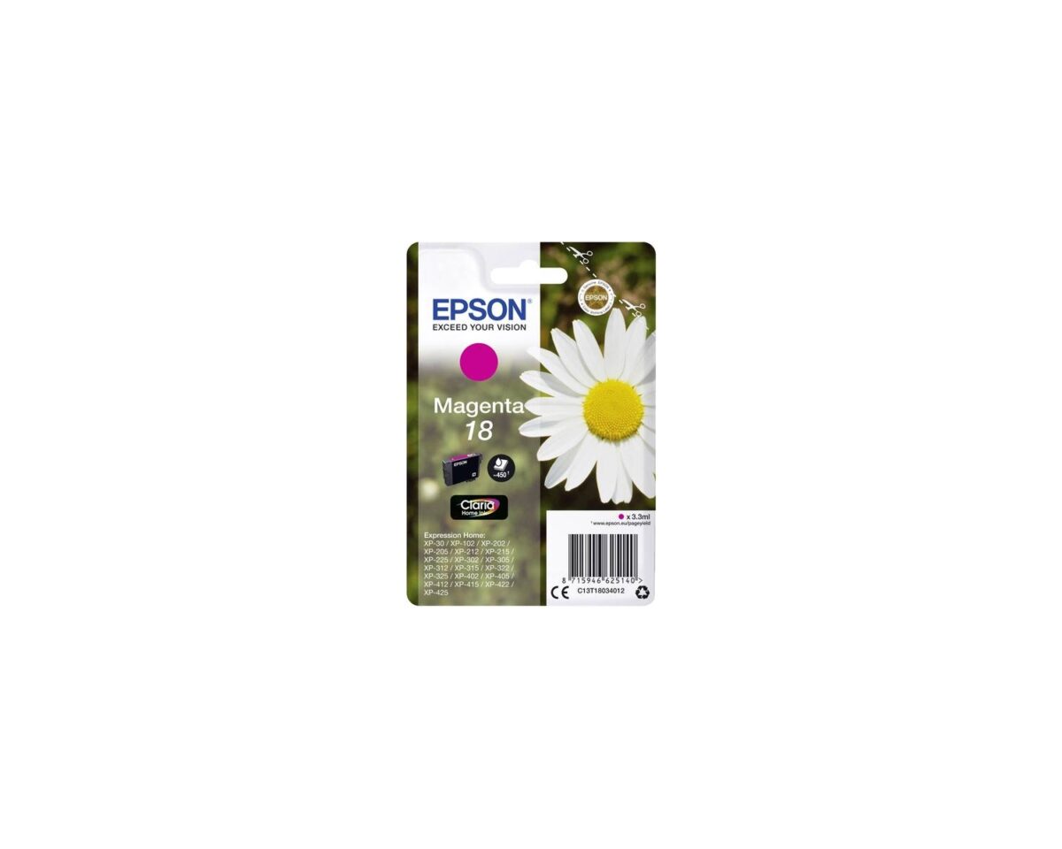 Alternative view of Tinta Epson 18 T1803 Magenta 3.3ml 180pág(C13T18034012)