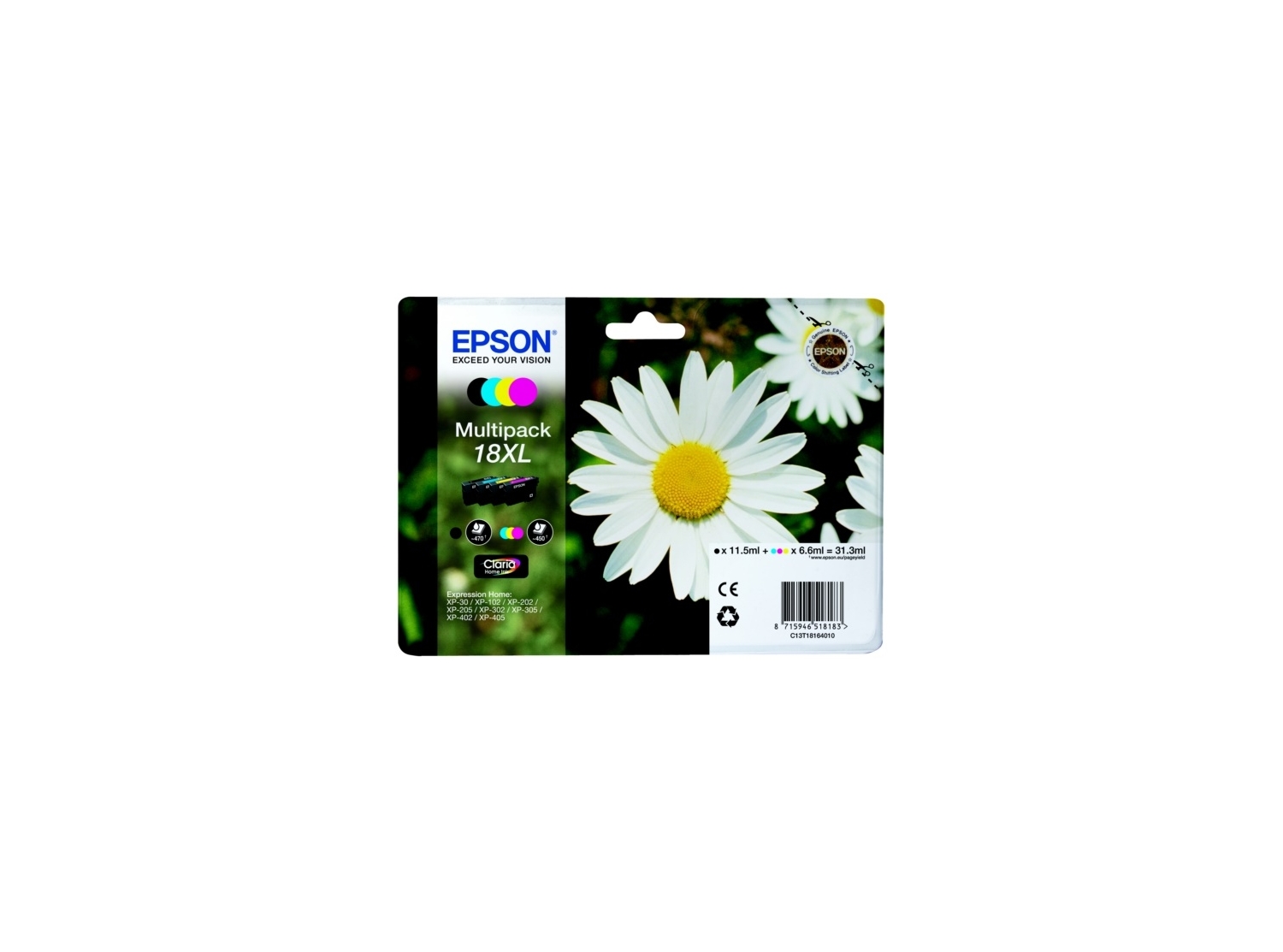 Tinta Epson 18XL T1816 Pack Negro/Color (C13T18164012) - Imagen 2