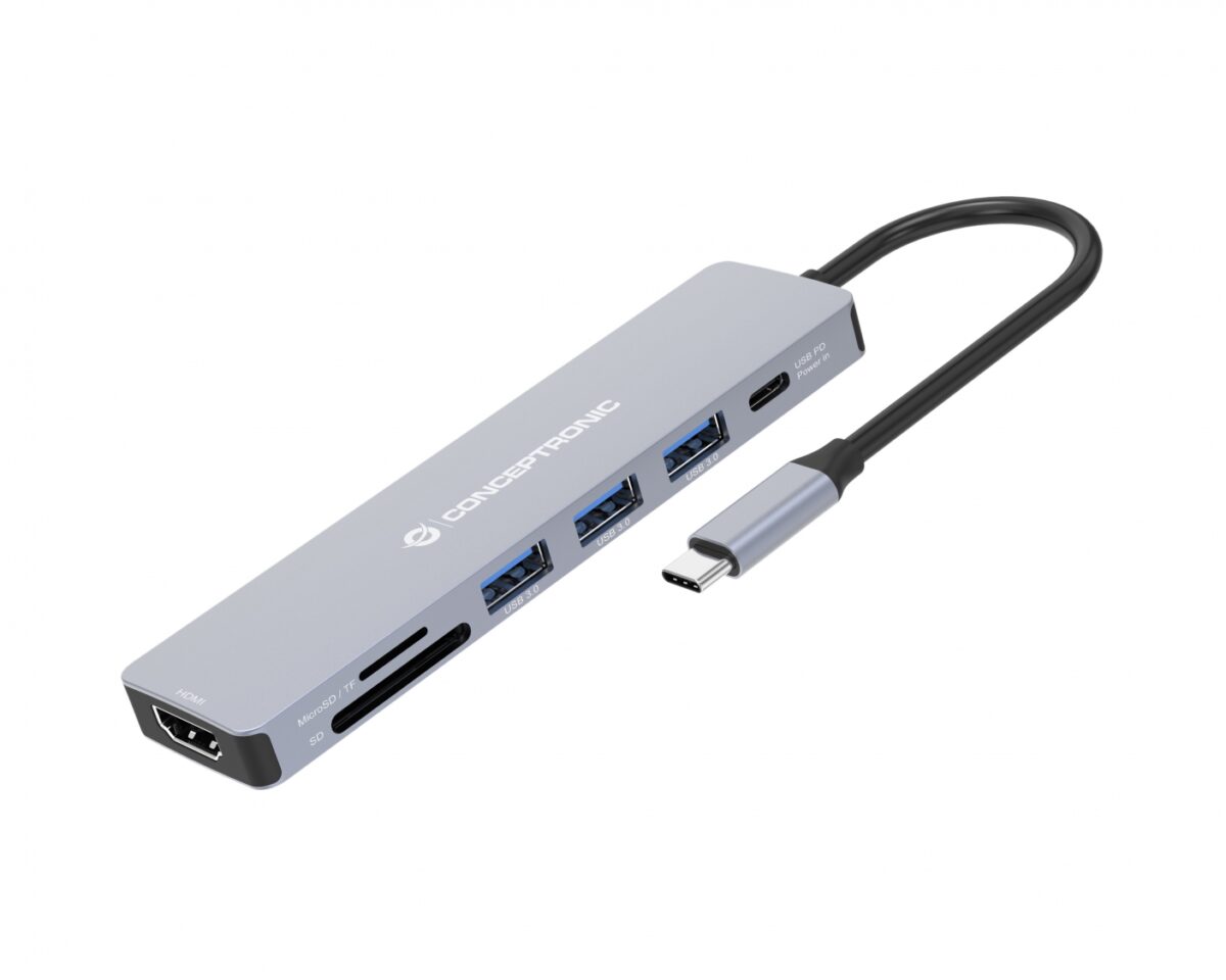 Alternative view of Adaptador CONCEPTRONIC USB-C 7en1 100W Gris (DONN19G)