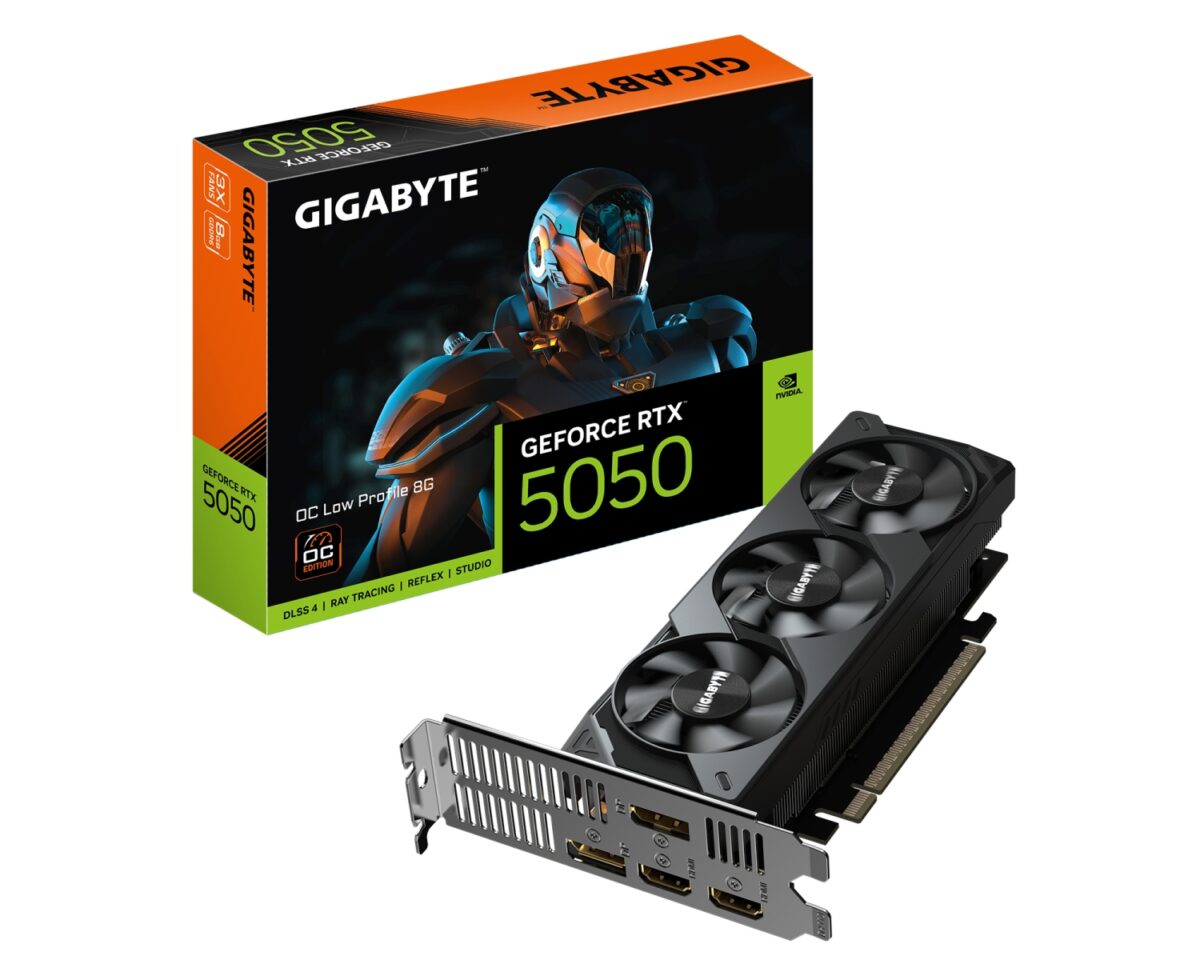 GIGABYTE GeForce RTX 5050 OC Low Profile 8G Tarjeta Gráfica - 8GB GDDR6, 128bit, PCI-E 5.0, 2587MHz Frecuencia del núcleo, 2 x DP, 2 x HDMI, NVIDIA