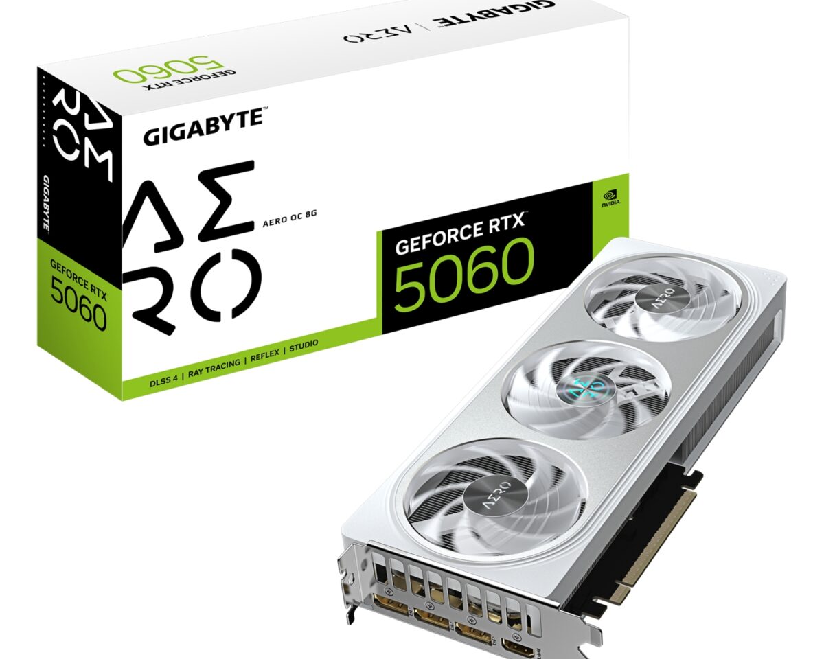 GIGABYTE GeForce RTX 5060 AERO OC 8G Tarjeta Gráfica - 8GB GDDR7, 128bit, PCI-E 5.0, 2595 MHz Frecuencia del núcleo, 3 x DisplayPort, 1 x HDMI, GV-N