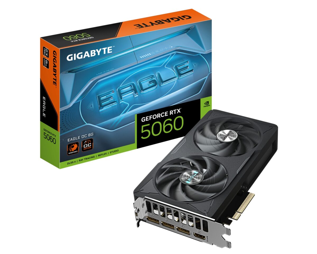 GIGABYTE GeForce RTX 5060 EAGLE OC 8G Tarjeta Gráfica - 8GB GDDR7, 128bit, PCI-E 5.0, 2550 MHz Frecuencia del núcleo, 3 x DisplayPort, 1 x HDMI, GV-