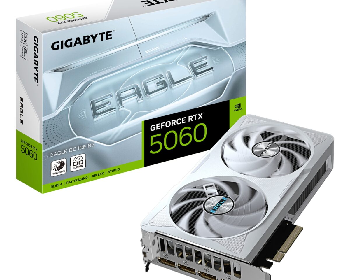 GIGABYTE GeForce RTX 5060 EAGLE OC ICE 8G Tarjeta Gráfica - 8GB GDDR7, 128bit, PCI-E 5.0, 2550 MHz Frecuencia del núcleo, 3 x DisplayPort, 1 x HDMI,