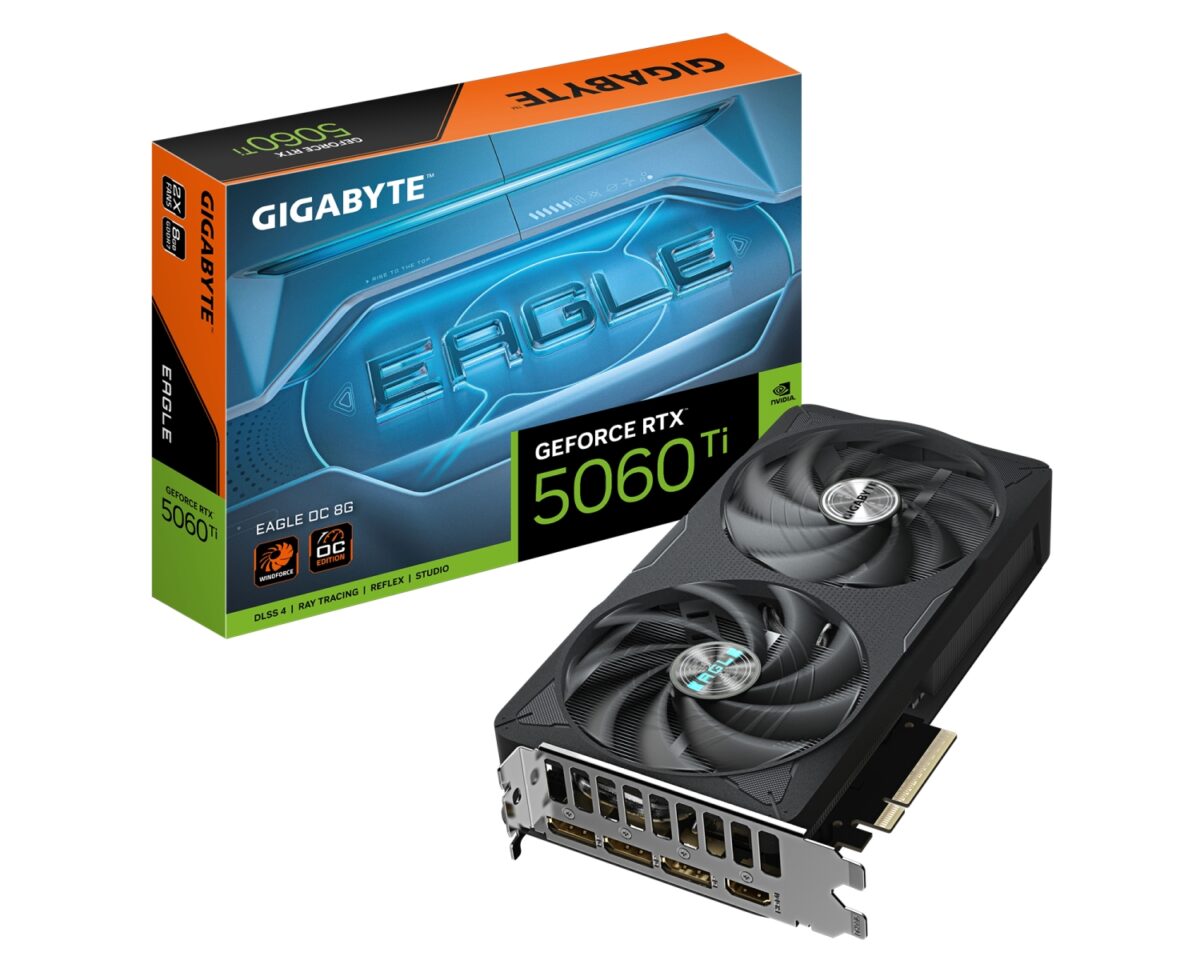 GIGABYTE GeForce RTX 5060 Ti EAGLE OC 8G Tarjeta Gráfica – 8 GB GDDR7, 128 bits, PCI-E 5.0, 2617 MHz Frecuencia del núcleo, 3 x DisplayPort, 1 x H
