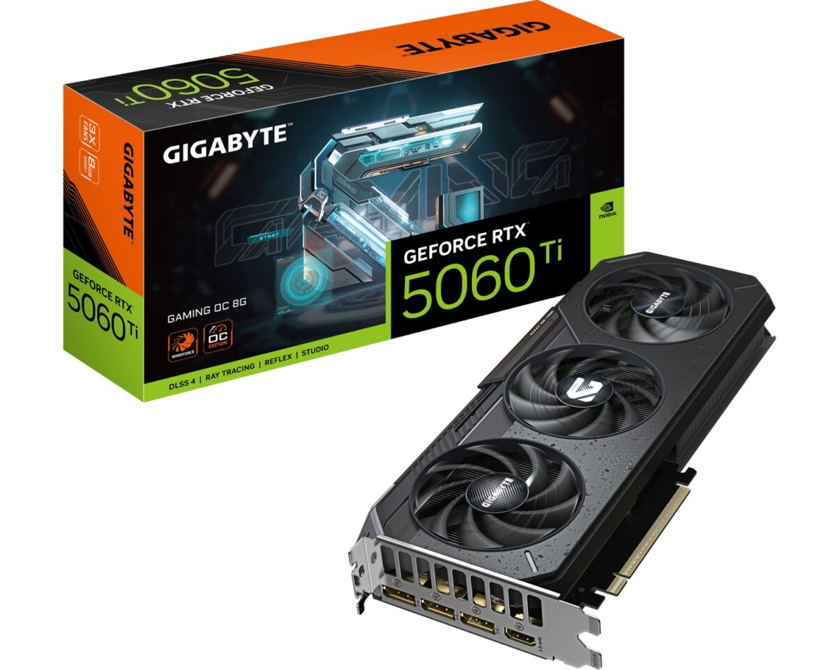 GIGABYTE GeForce RTX 5060 Ti GAMING OC 8G Tarjeta Gráfica – 8 GB GDDR7, 128 bits, PCI-E 5.0, 2647 MHz Frecuencia del núcleo, 3 x DisplayPort, 1 x