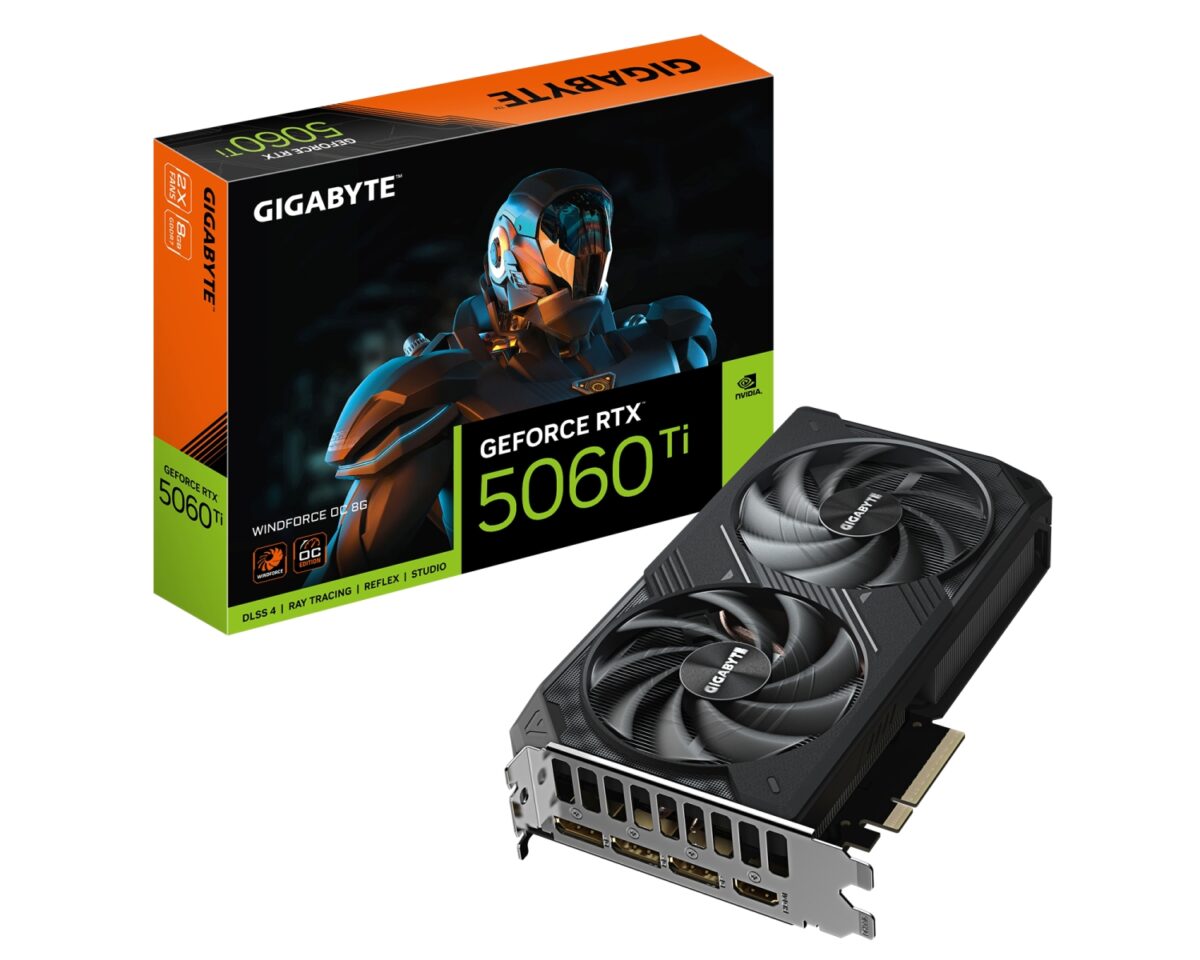 GIGABYTE GeForce RTX 5060 Ti WINDFORCE OC 8G Tarjeta Gráfica – 8 GB GDDR7, 128 bits, PCI-E 5.0, 2587 MHz Frecuencia del núcleo, 3 x DisplayPort, 1