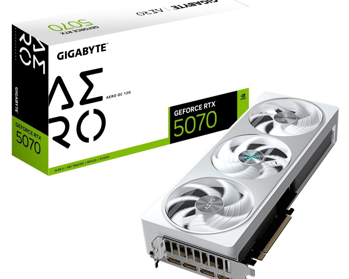 GIGABYTE GeForce RTX 5070 AERO OC 12G Tarjeta Gráfica - 12GB GDDR7, 192 bits, PCI-E 5.0, XXXX MHz Core Clock, 3 x DP 2.1a, 1 x HDMI 2.1b, NVIDIA DLSS