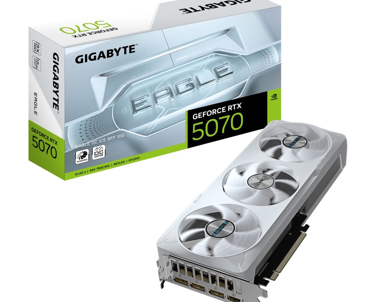 GIGABYTE GeForce RTX 5070 EAGLE OC ICE SFF 12G Tarjeta Gráfica - 12GB GDDR7, 192 bits, PCI-E 5.0, XXXX MHz Core Clock, 3 x DP 2.1a, 1 x HDMI 2.1b, NV