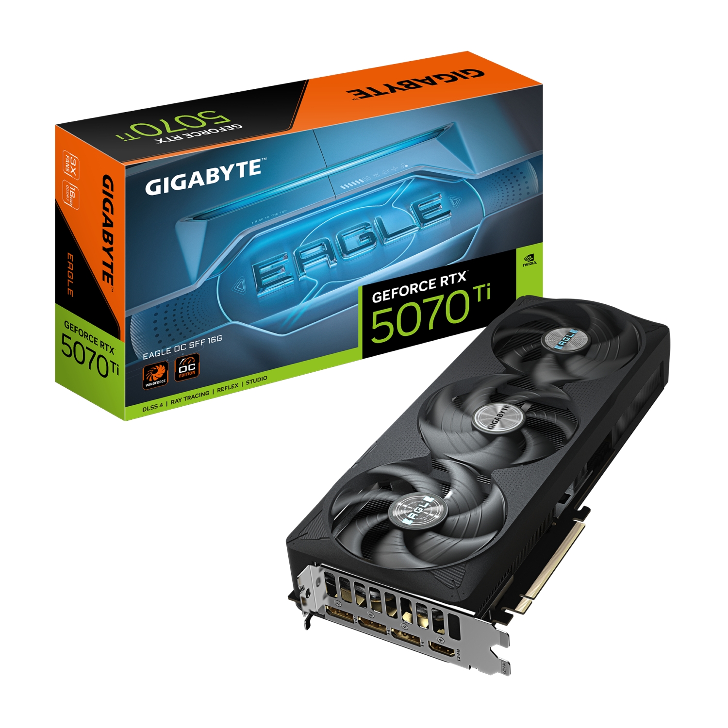 GIGABYTE GeForce RTX 5070 Ti EAGLE OC SFF 16G Tarjeta Gráfica - 16GB GDDR7, 256 bits, PCI-E 5.0, XXXX MHz Core Clock, 3 x DP 2.1a, 1 x HDMI 2.1b, NVI